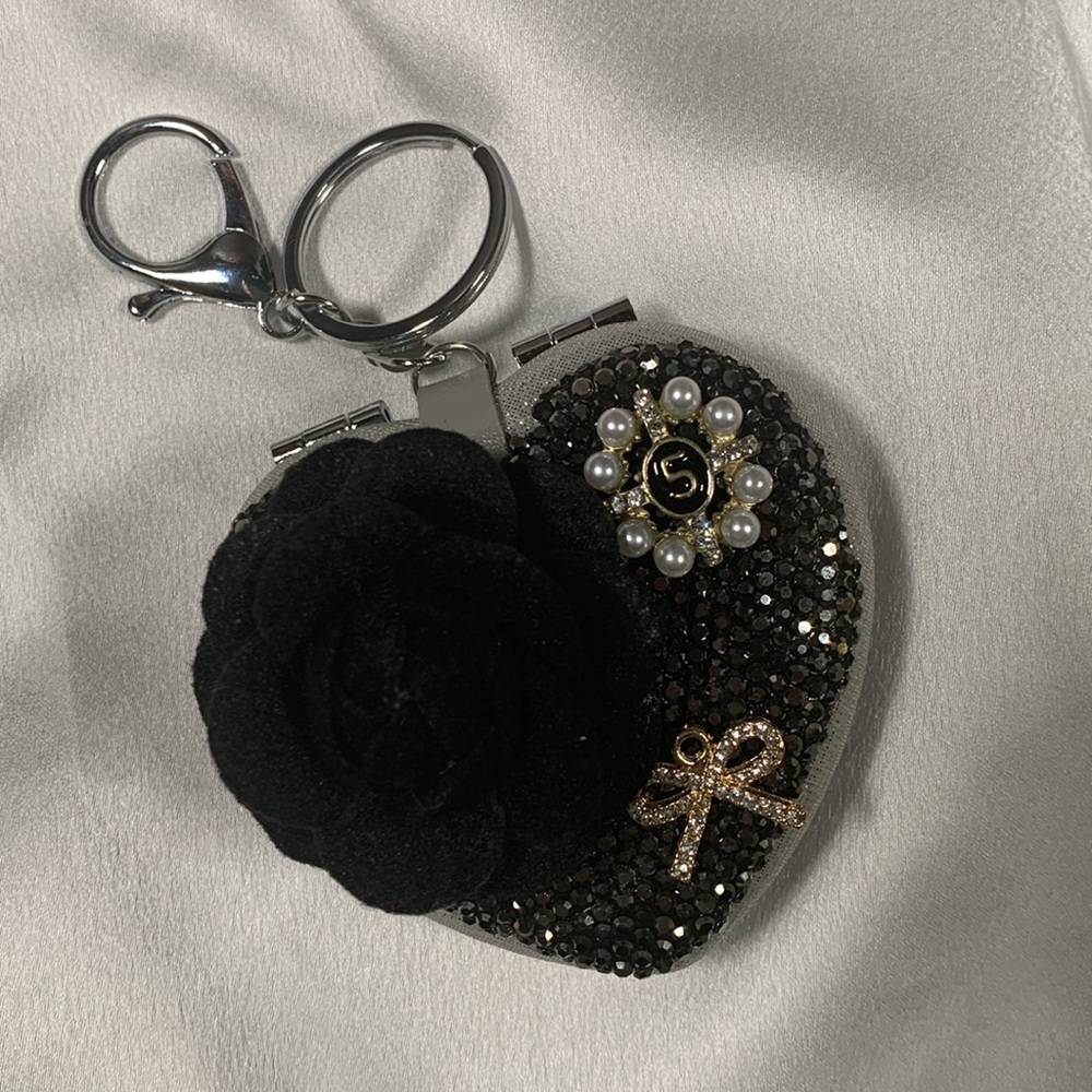 Bedazzled keychain compact mirror